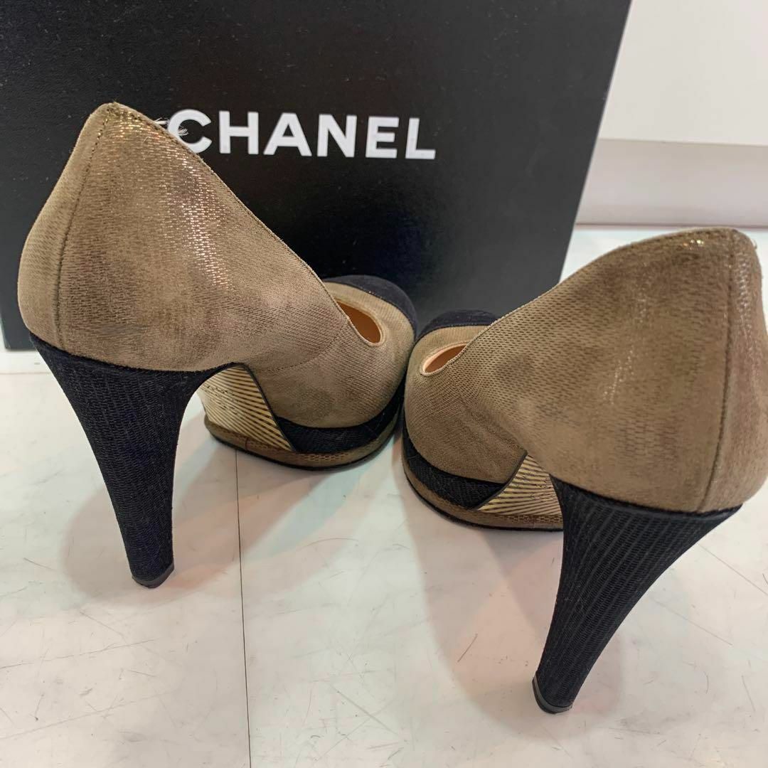 美品 CHANEL ココマーク ヒール パンプス 36 ブラウン