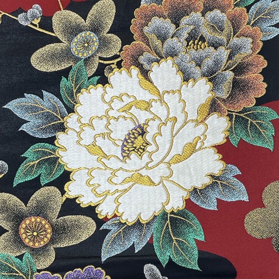 ★ 美品 袋帯 振袖 花 刺繍 金 牡丹★ r751