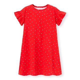 ジーユー(GU)のGIRLSフリルスリーブカットソーワンピース(半袖)130cm2枚セット(Tシャツ/カットソー)