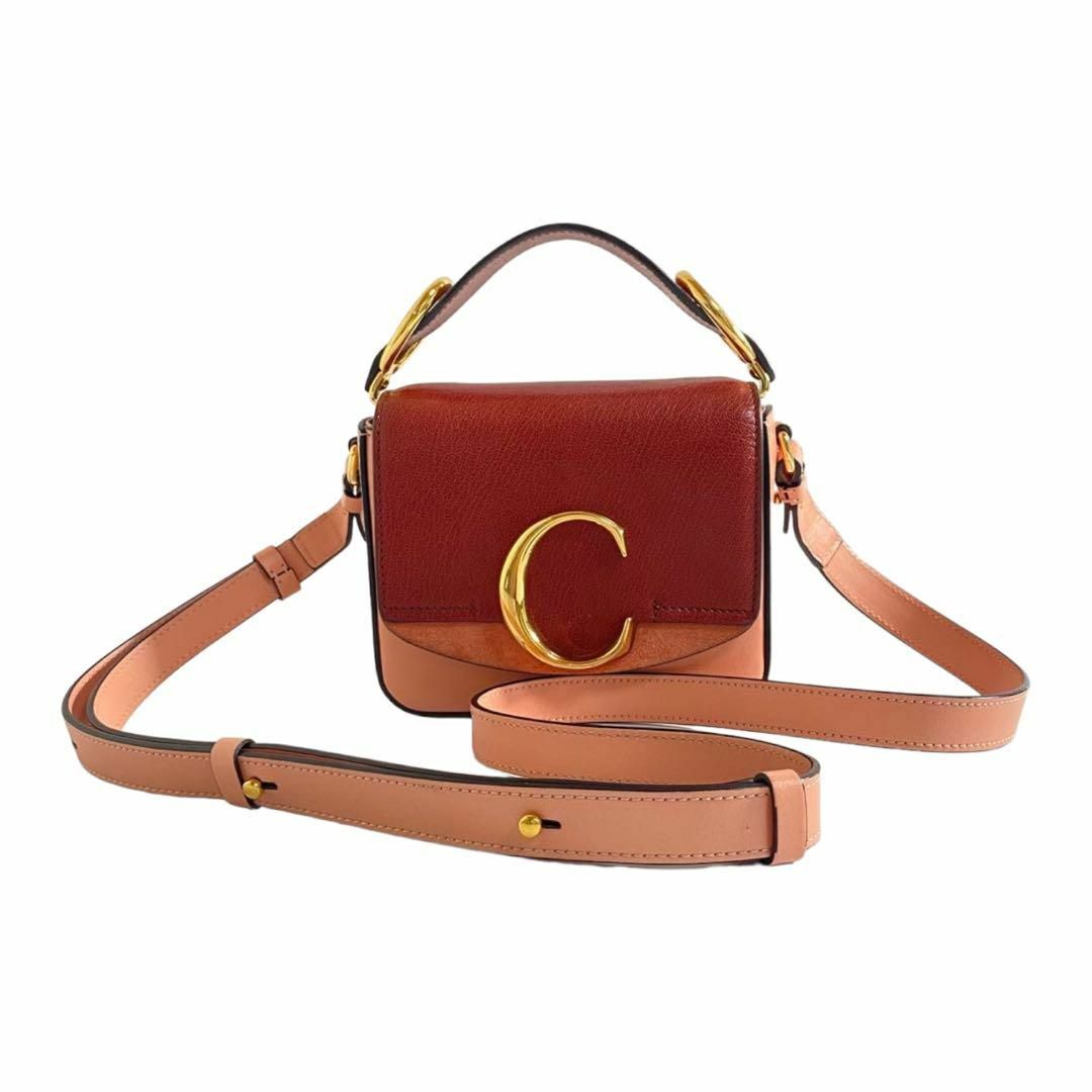 美品 クロエ Chloe C 2way ミニ ショルダー ハンドバッグ-