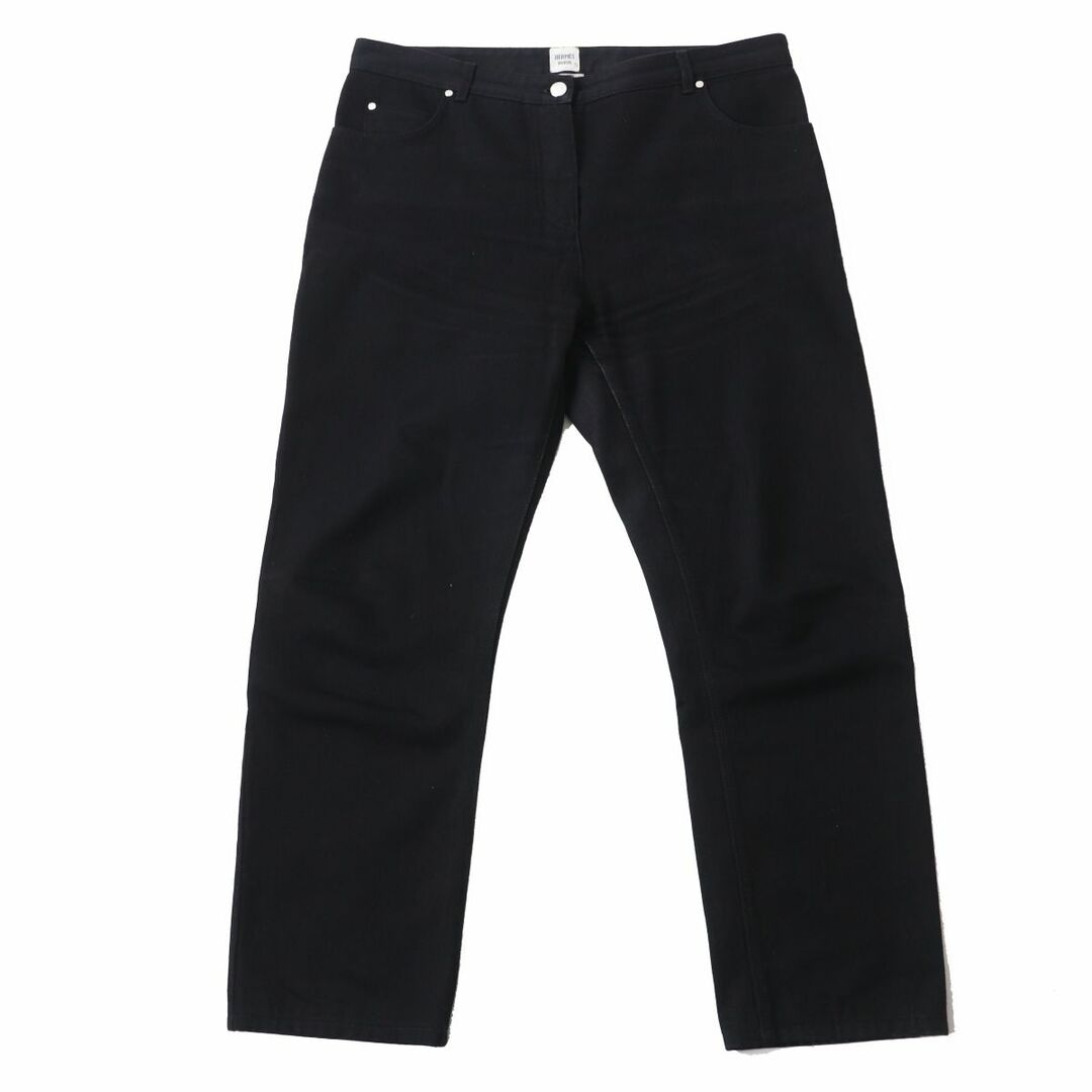 【ドンドン見直し】良品☆正規品 エルメス 21SS セリエボタン・レザーパッチ付 デニム パンツ/ボトムス ブラック 44 伊製 レディース