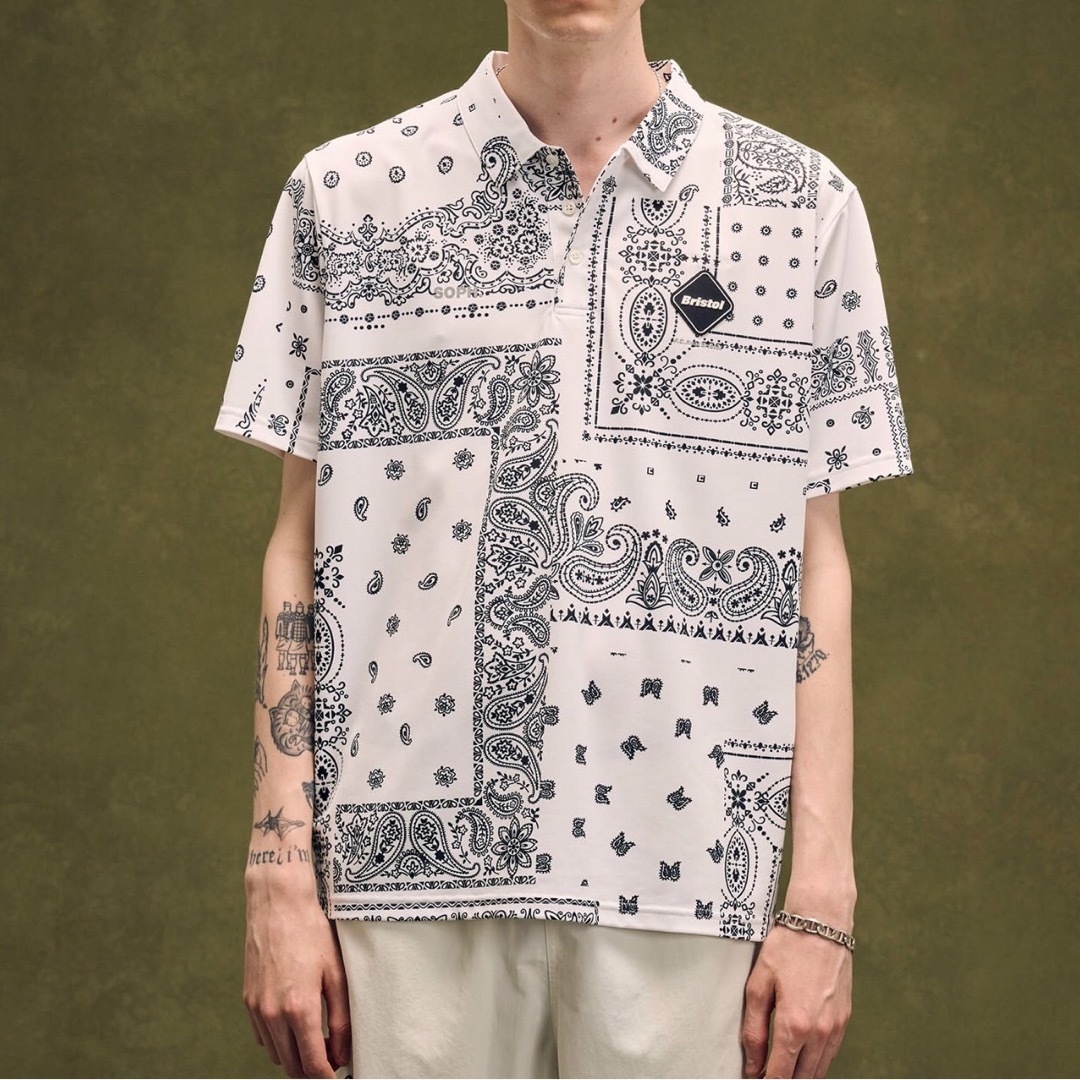 外箱不良宅配便送料無料 新作23SS FCRB WHOLE PATTERN S/S POLO XL