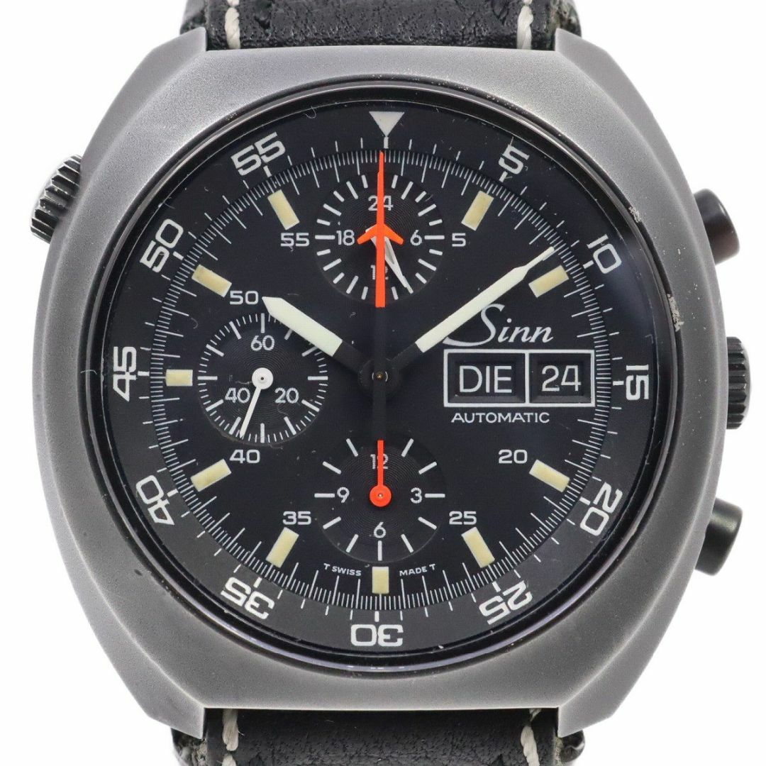 Sinn ジン スペースクロノグラフ 自動巻き メンズ 腕時計 ブラック 社外ベルト 142.BS