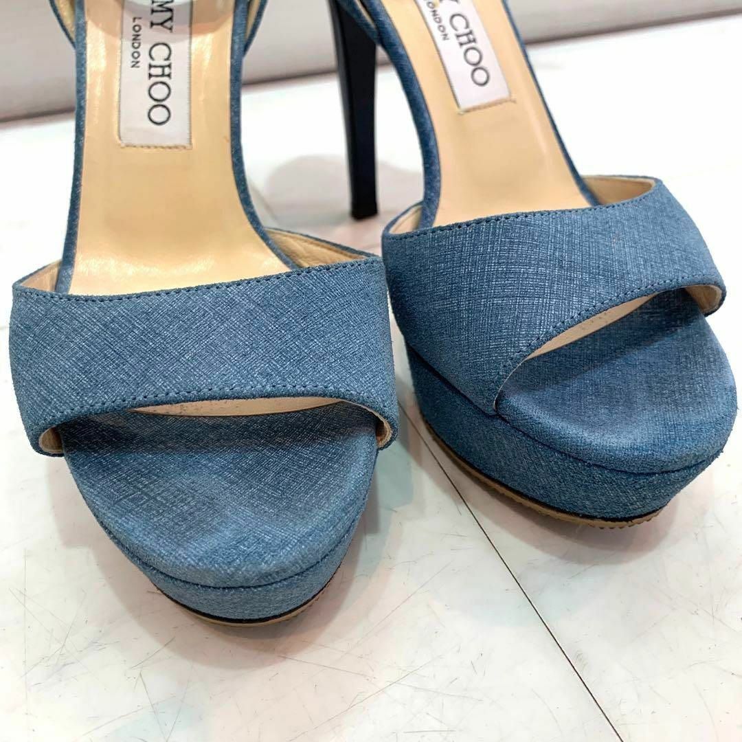 JIMMY CHOO(ジミーチュウ)の☆美品☆JIMMY CHOO アンクルストラップ サンダル ブルー サイズ36 レディースの靴/シューズ(サンダル)の商品写真