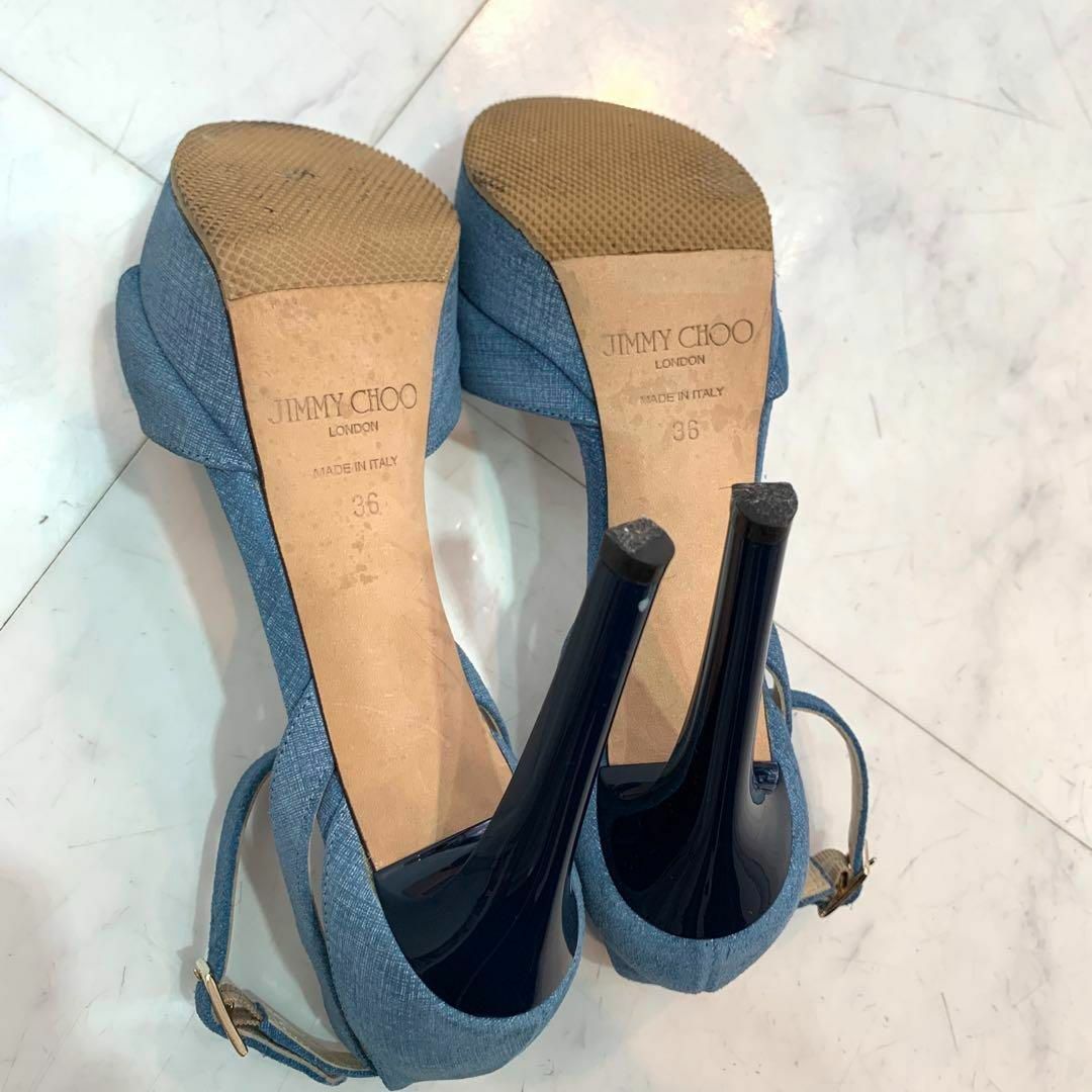 JIMMY CHOO(ジミーチュウ)の☆美品☆JIMMY CHOO アンクルストラップ サンダル ブルー サイズ36 レディースの靴/シューズ(サンダル)の商品写真