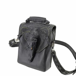 ヘッド付き 本革 クロコダイル レザー ショルダー バッグ ワニ革 鞄