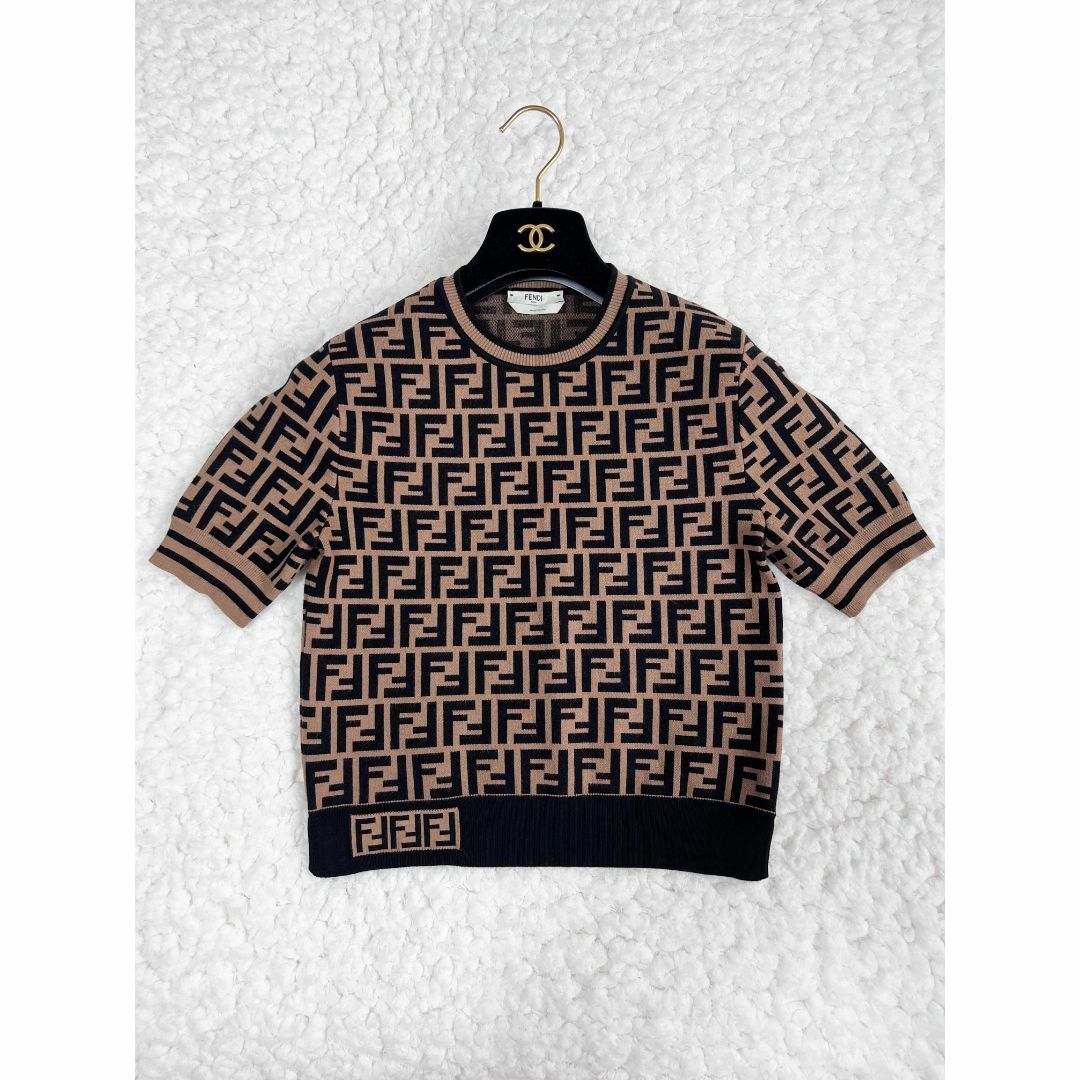 FENDI 極美品 FFロゴモチーフ セーター 半袖ニット 36