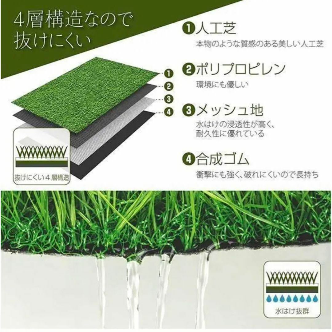 人工芝 ロール リアル 1m×10m 芝丈35mm 密度2倍 高耐久 固定ピン付