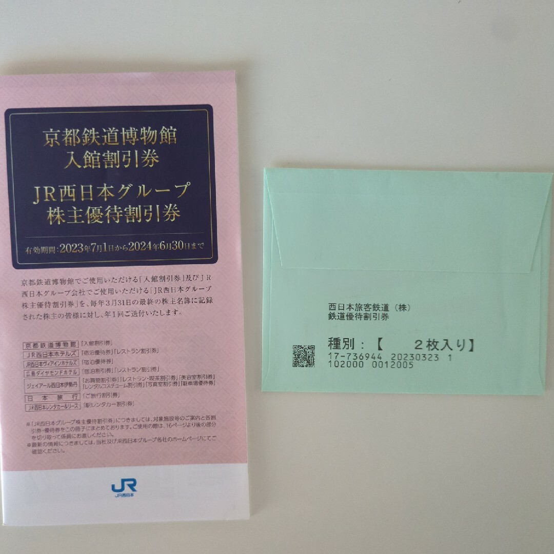 JR西日本株主優待鉄道割引券 1