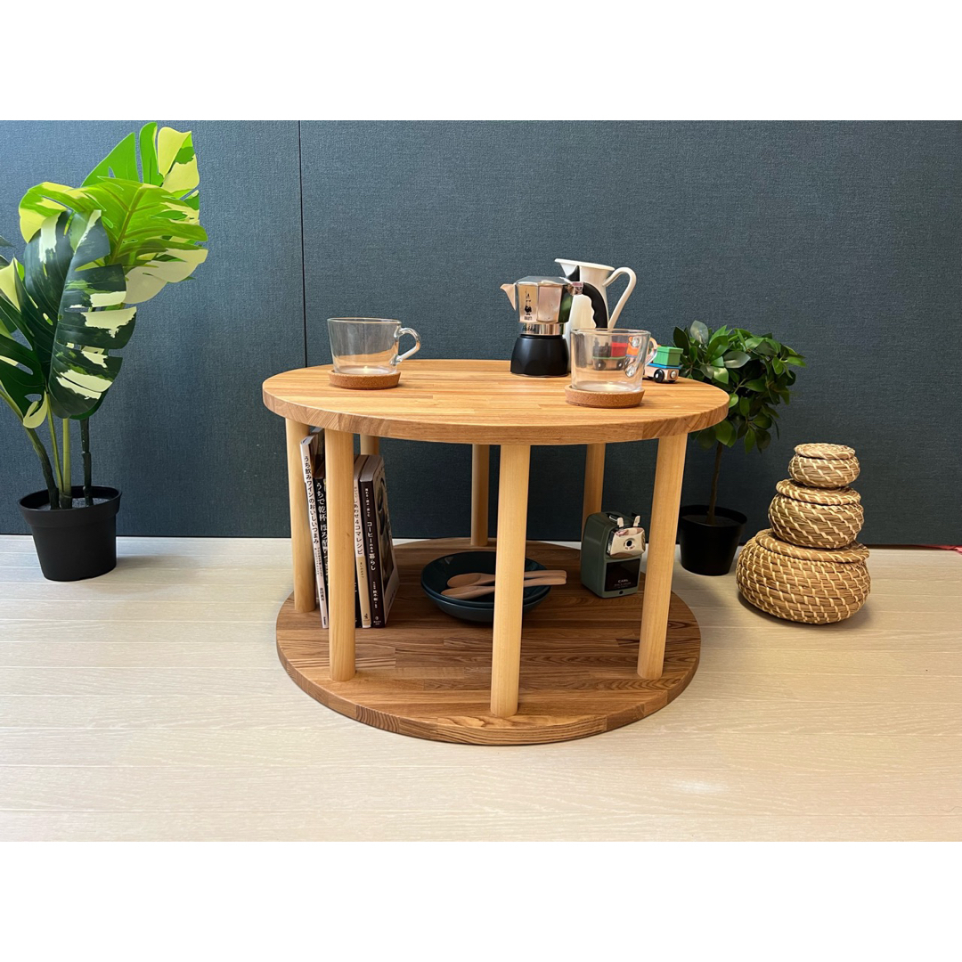 送料無料】 ローテーブル 柱形 ドラムテーブル 60cm 35cm タモの通販