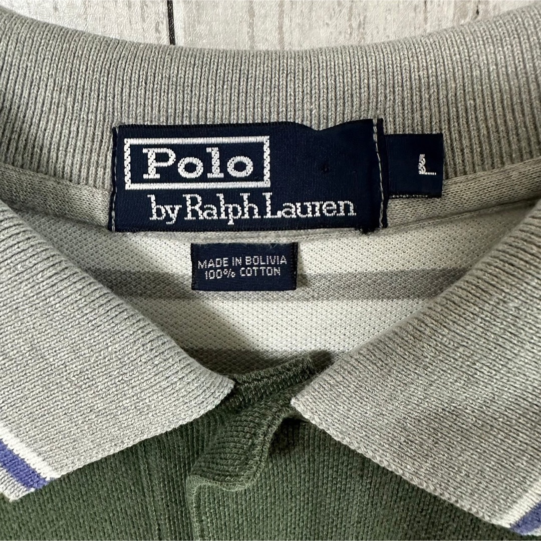 Ralph Lauren(ラルフローレン)のRalph Lauren ポロシャツ L 刺繍ロゴ ワンポイントロゴ ボーダー メンズのトップス(ポロシャツ)の商品写真