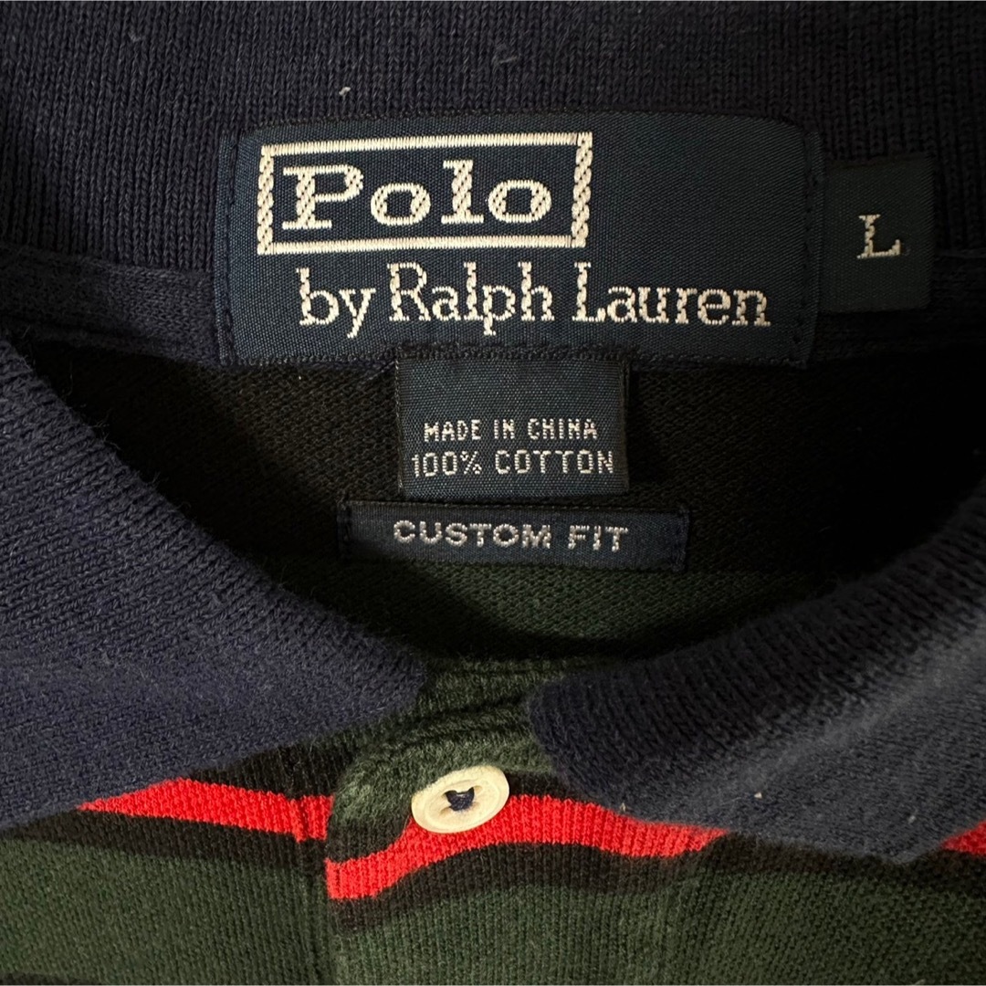 Ralph Lauren(ラルフローレン)のRalph Lauren ポロシャツ L 刺繍ロゴ ワンポイントロゴ ボーダー メンズのトップス(ポロシャツ)の商品写真