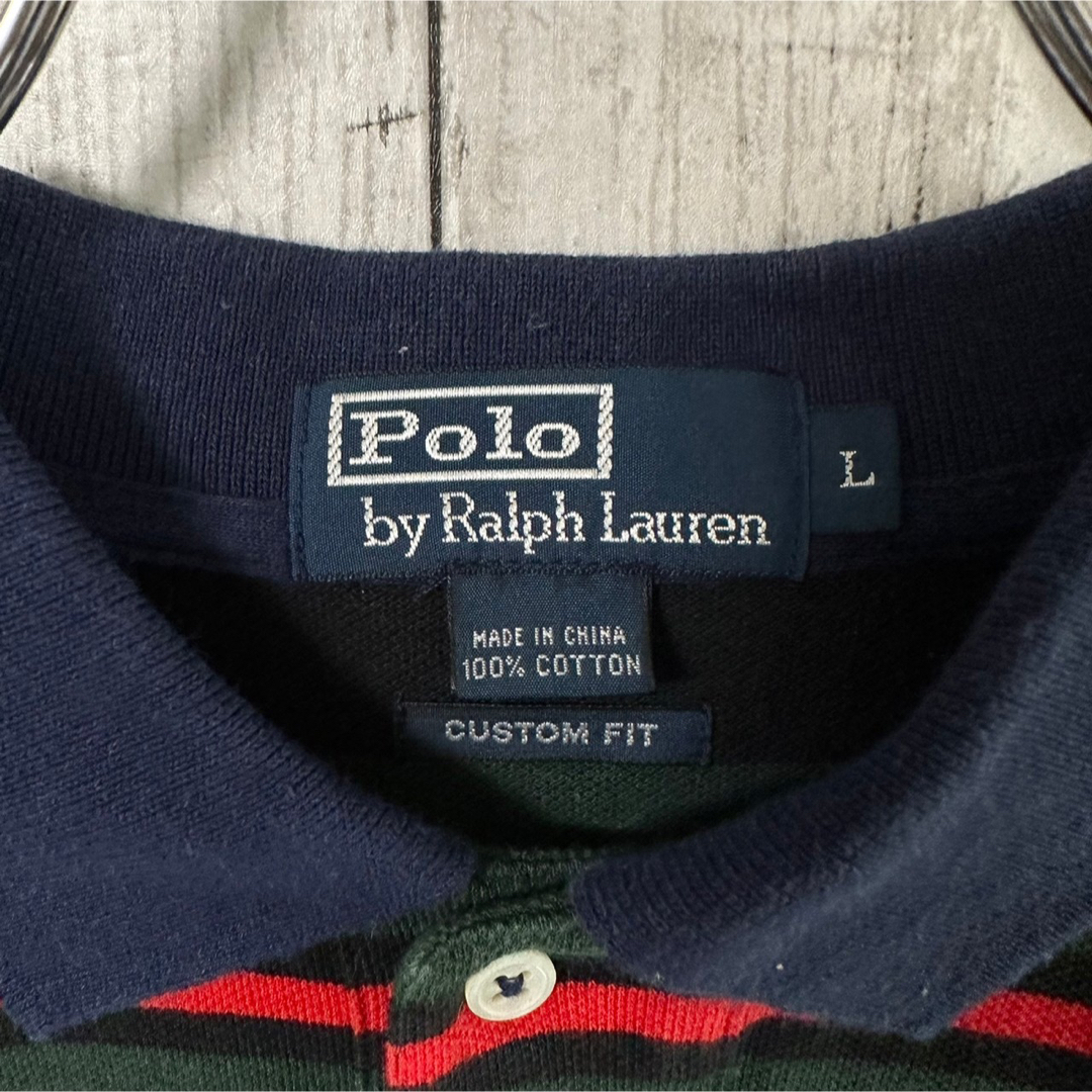 Ralph Lauren(ラルフローレン)のRalph Lauren ポロシャツ L 刺繍ロゴ ワンポイントロゴ ボーダー メンズのトップス(ポロシャツ)の商品写真