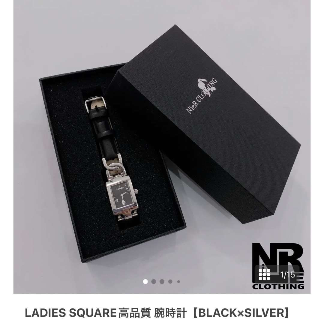 NieRLADIESSQUARE高品質腕時計【BLACKSILVER】