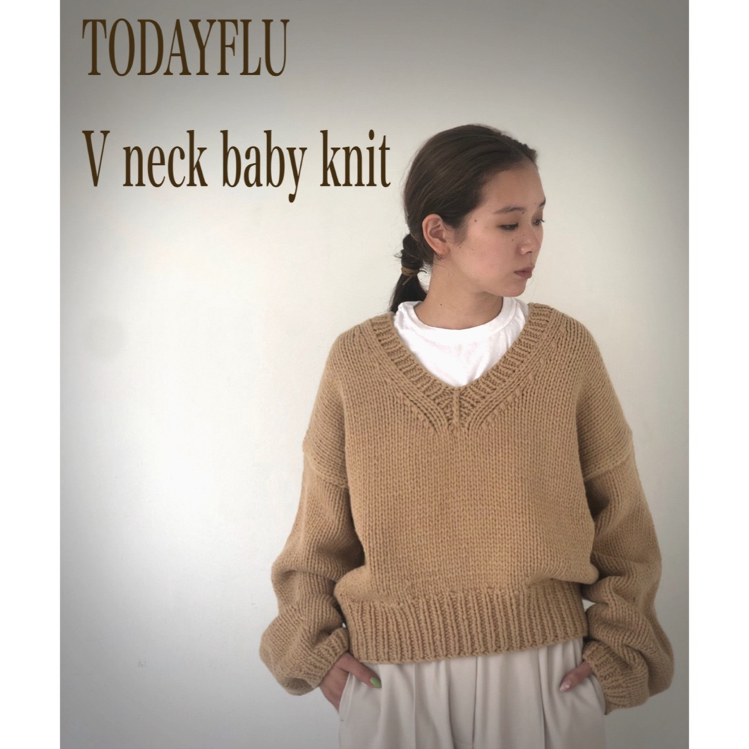 TODAYFLU 完売品　定価30800円　Vネックヘビーニット