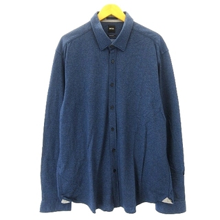 ヒューゴボス(HUGO BOSS)のヒューゴボス 美品 シャツ 長袖 ダークブルー 大きいサイズ 3XL STK(シャツ)