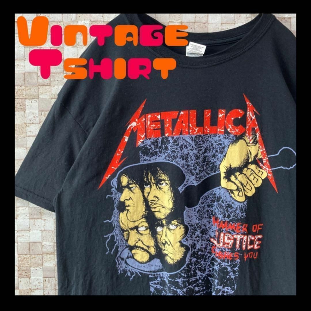 アメリカUSAバンドtシャツメタリカMETALLICAXL黒スカルハーレー風