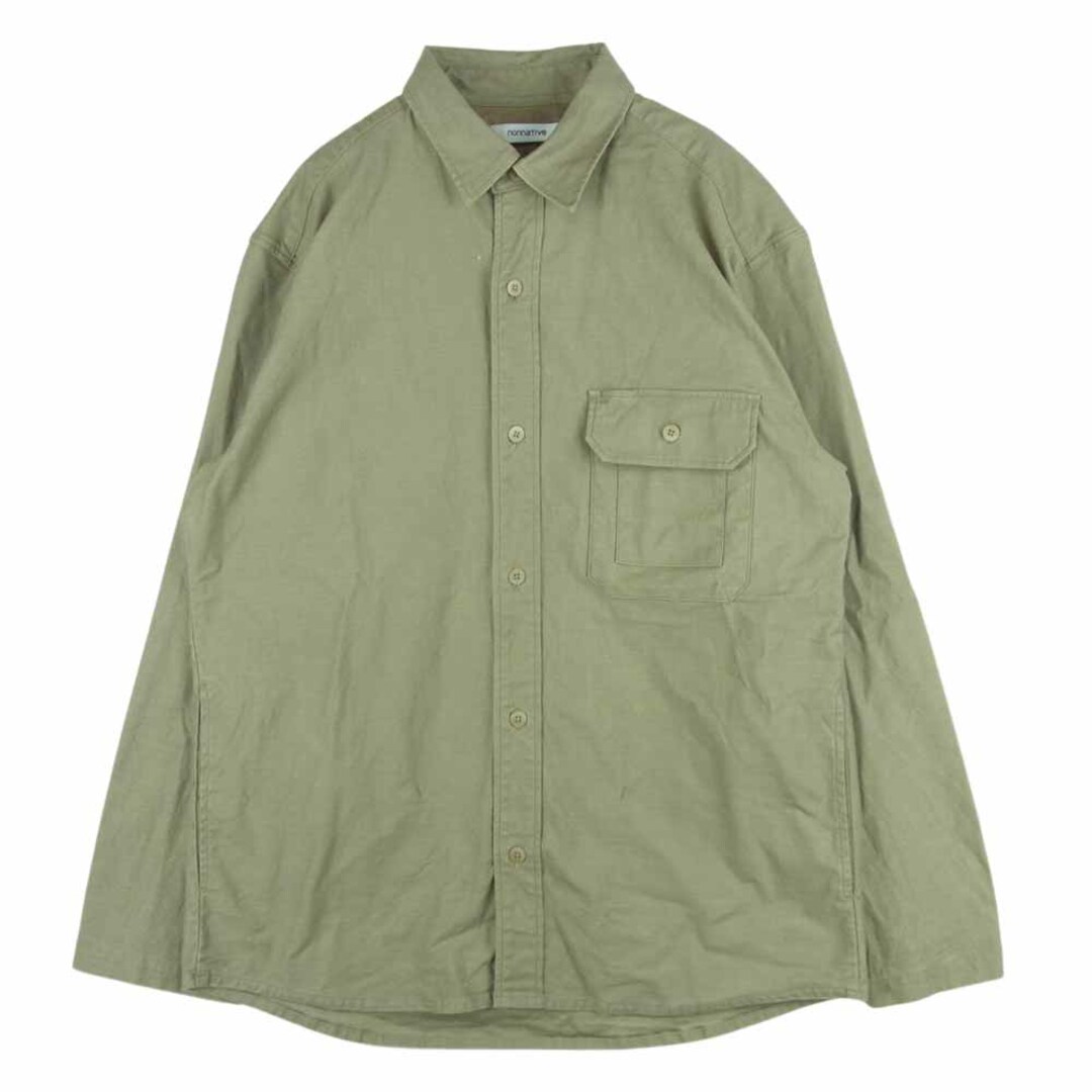 nonnative ノンネイティブ NN-SJ4003 WORKER SHIRT JACKET BACK SATIN STRETCH ワーカー ミリタリー シャツ ジャケット グレイッシュカーキ系 2約59cm袖丈