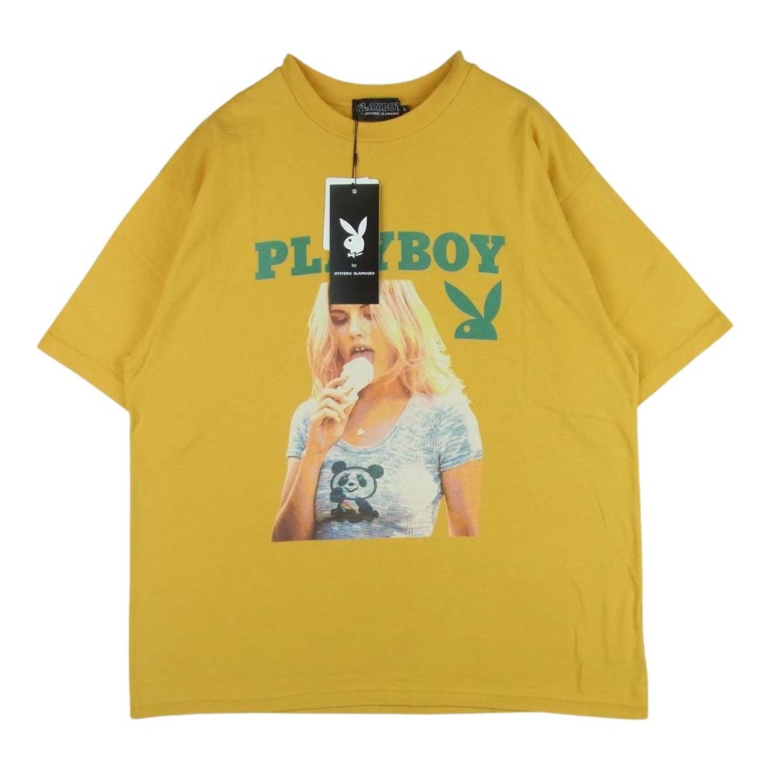 HYSTERIC GLAMOUR ヒステリックグラマー 23SS 02231CT32 PLAYBOY プレイボーイ ASHLEY & PANDA アシュリー パンダ 半袖 Tシャツ イエロー系 L【新古品】【未使用】約55cm袖丈