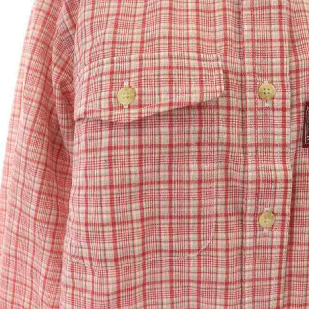 asics(アシックス)のアシックス JANERIVER シャツ 長袖 チェック S ピンク 白 レディースのトップス(シャツ/ブラウス(長袖/七分))の商品写真