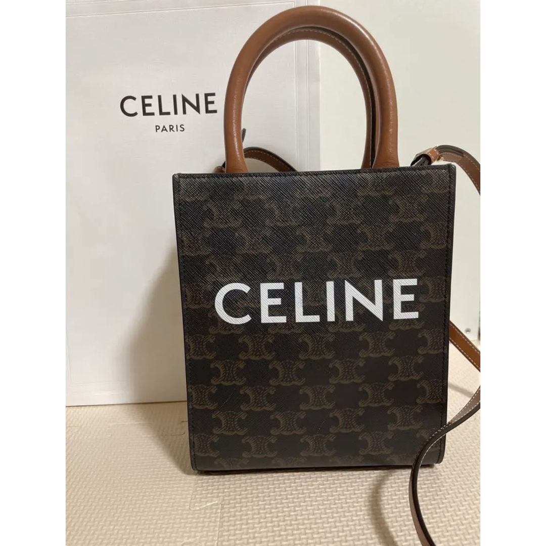 美品 ♡ CELINE  ミニバーティカルカバ トリオンフ キャンバス タン美品