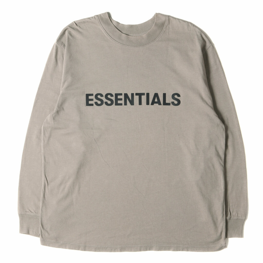 FEAR OF GOD FOG ESSENTIALS フィアオブゴッド エッセンシャルズ Tシャツ サイズ:M ラバーロゴ ロングスリーブ クルーネック トープ系 トップス カットソー 長袖 【メンズ】