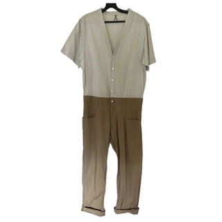 ランダム(RANDOM)のオーバーオール ストライプ シャツ一体型 つなぎ ジャンプスーツ チノパン(サロペット/オーバーオール)