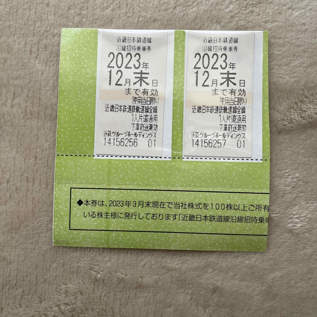 ⑩近鉄日本鉄道　株主優待乗車券　2枚セット