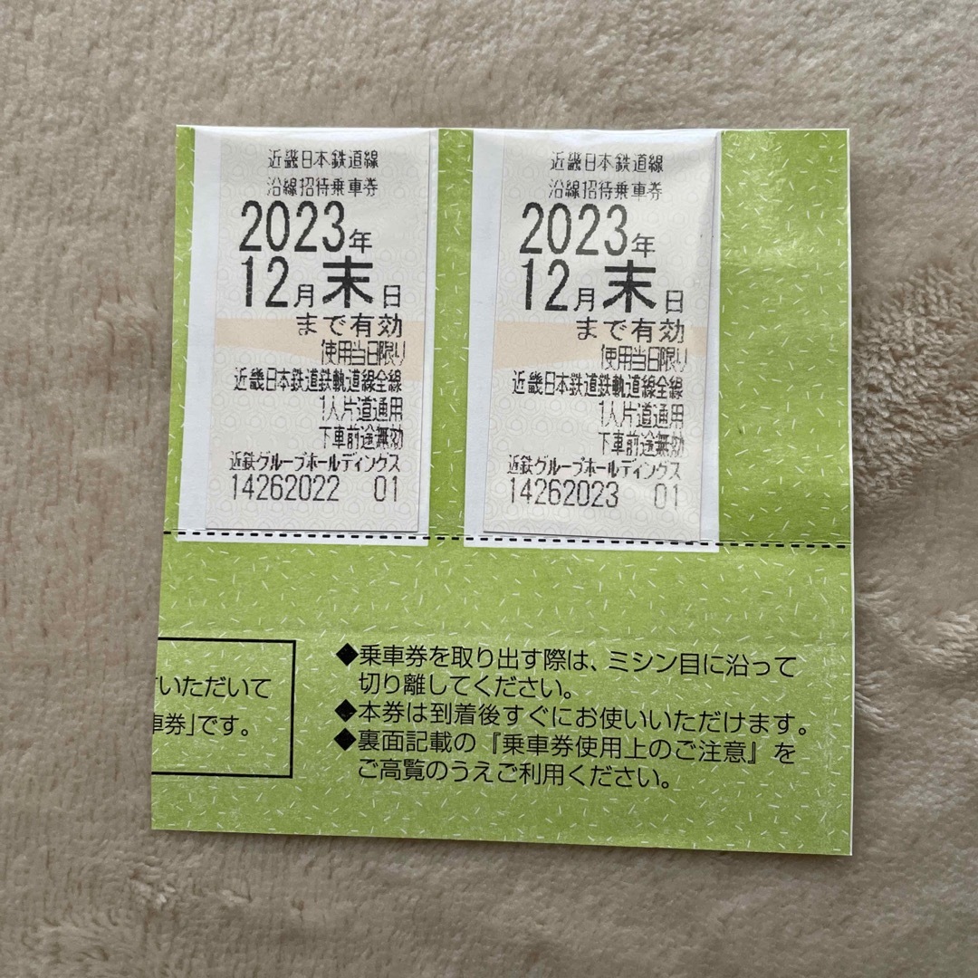 11 近鉄日本鉄道　株主優待乗車券　2枚セット