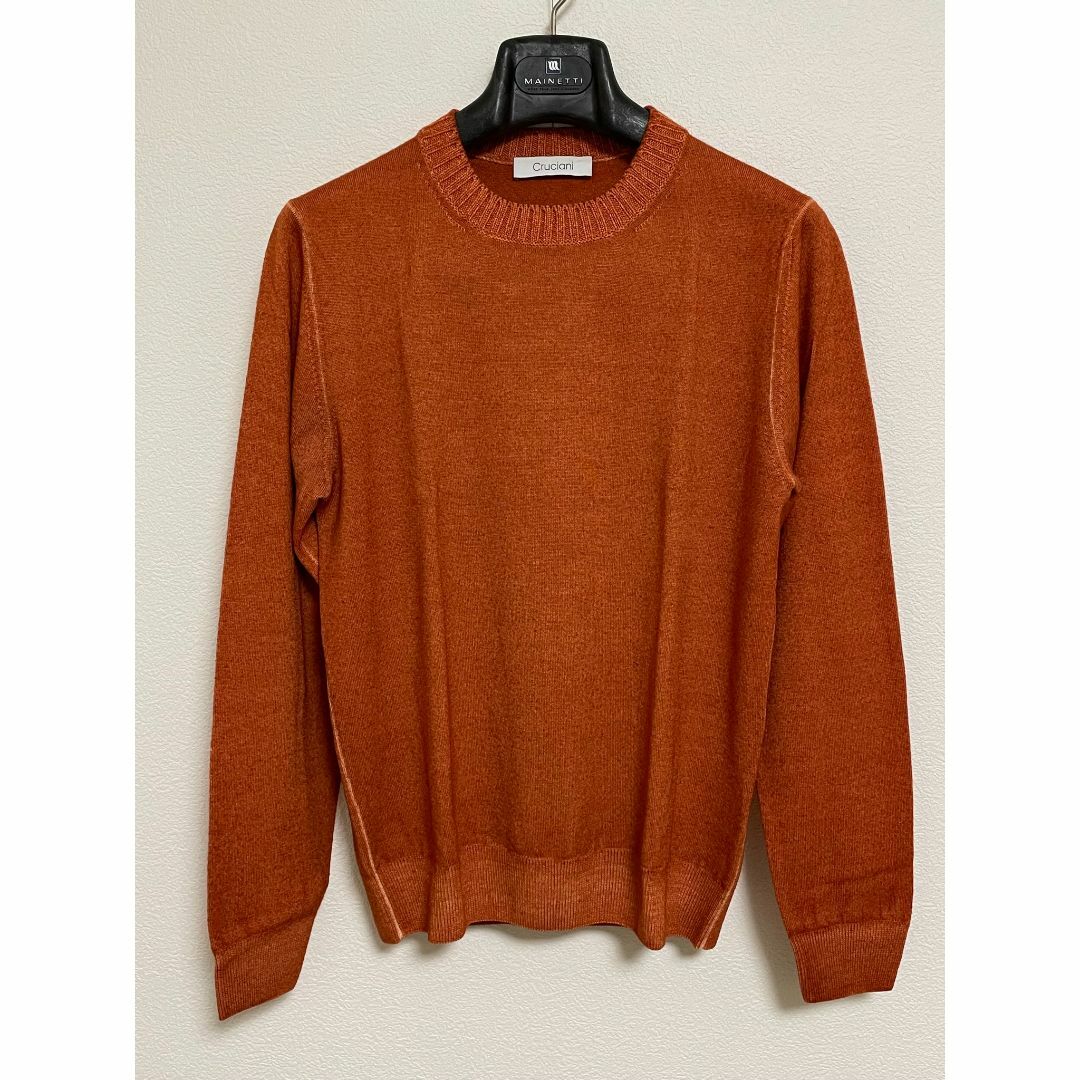 【逸品】 クルチアーニ Cruciani オレンジ 4648 クルーネックニット トップス