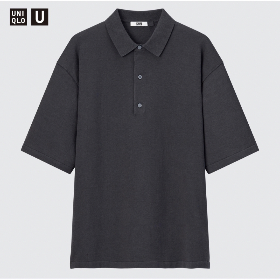 UNIQLO - ユニクロU 新品未使用 ニットポロシャツ(半袖) ダークグレー ...