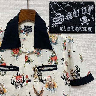 良品■SAVOY CLOTHING サボイ■タトゥー 虎 スカル バラ シャツ(シャツ)