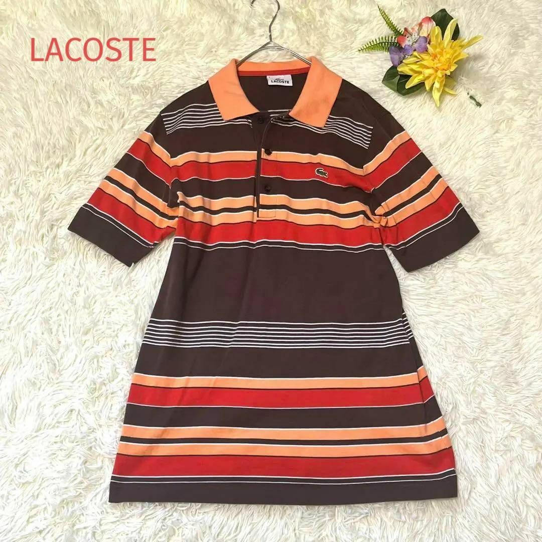 LACOSTE(ラコステ)のラコステ  ポロシャツ  半袖  マルチカラー  ワニ  ロゴワッペン  M レディースのトップス(ポロシャツ)の商品写真