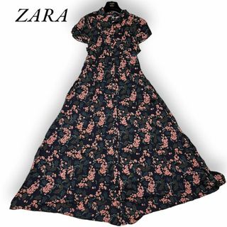 ザラ(ZARA)のザラウーマン ロングワンピース  マキシ丈  花柄  総柄  フレア  S(ロングワンピース/マキシワンピース)