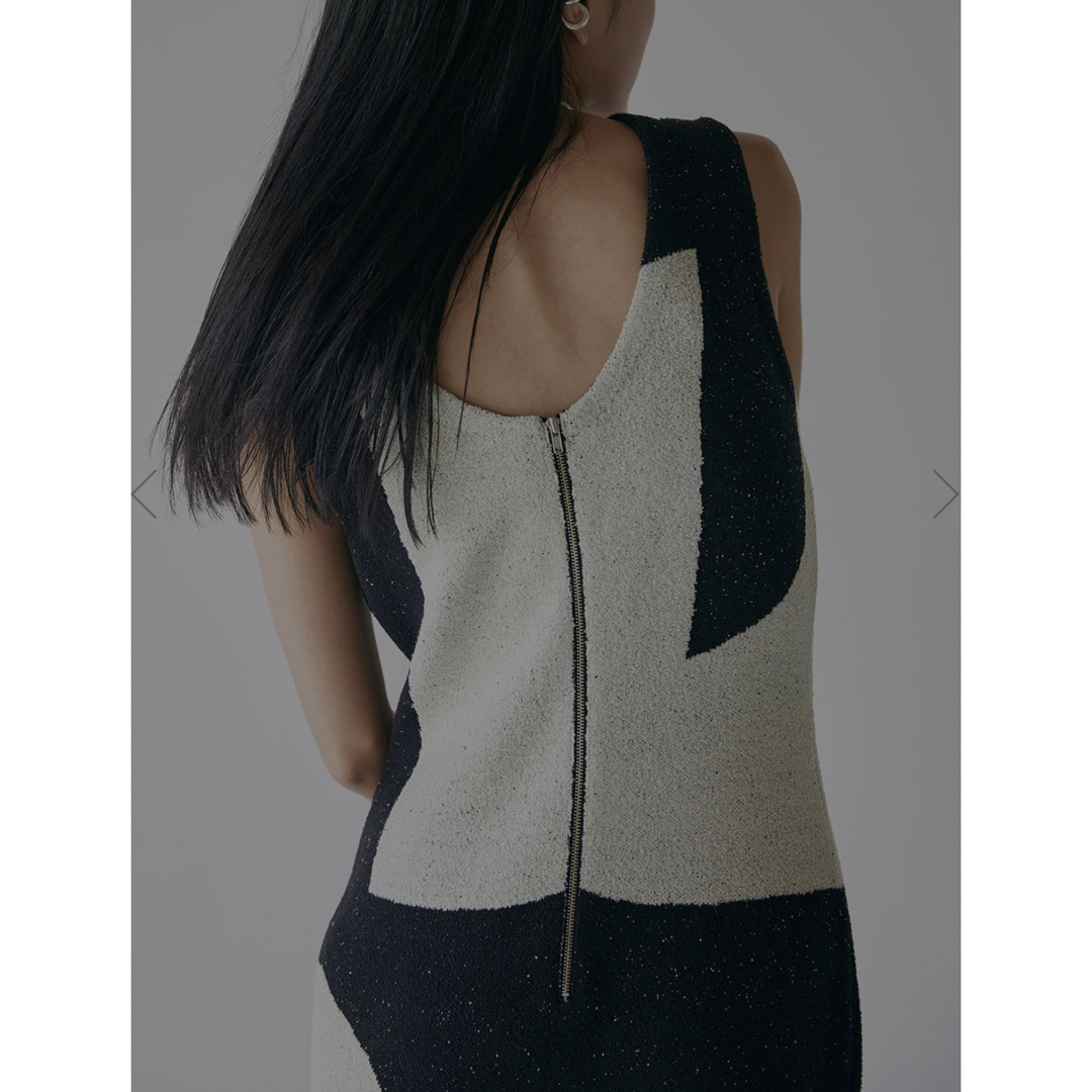 ボタニカルキャンドル バラ かすみ草 LOOP YARN SEMI FLARE KNIT DRESS