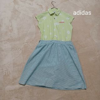 アディダス(adidas)のadidas　デイジー柄　ポロワンピース　ゴルフウエア　フレンチスリーブ　美品(ウエア)