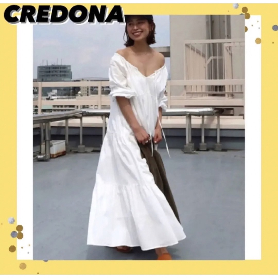 CREDONA クレドナ Cotton dobby tiered dress