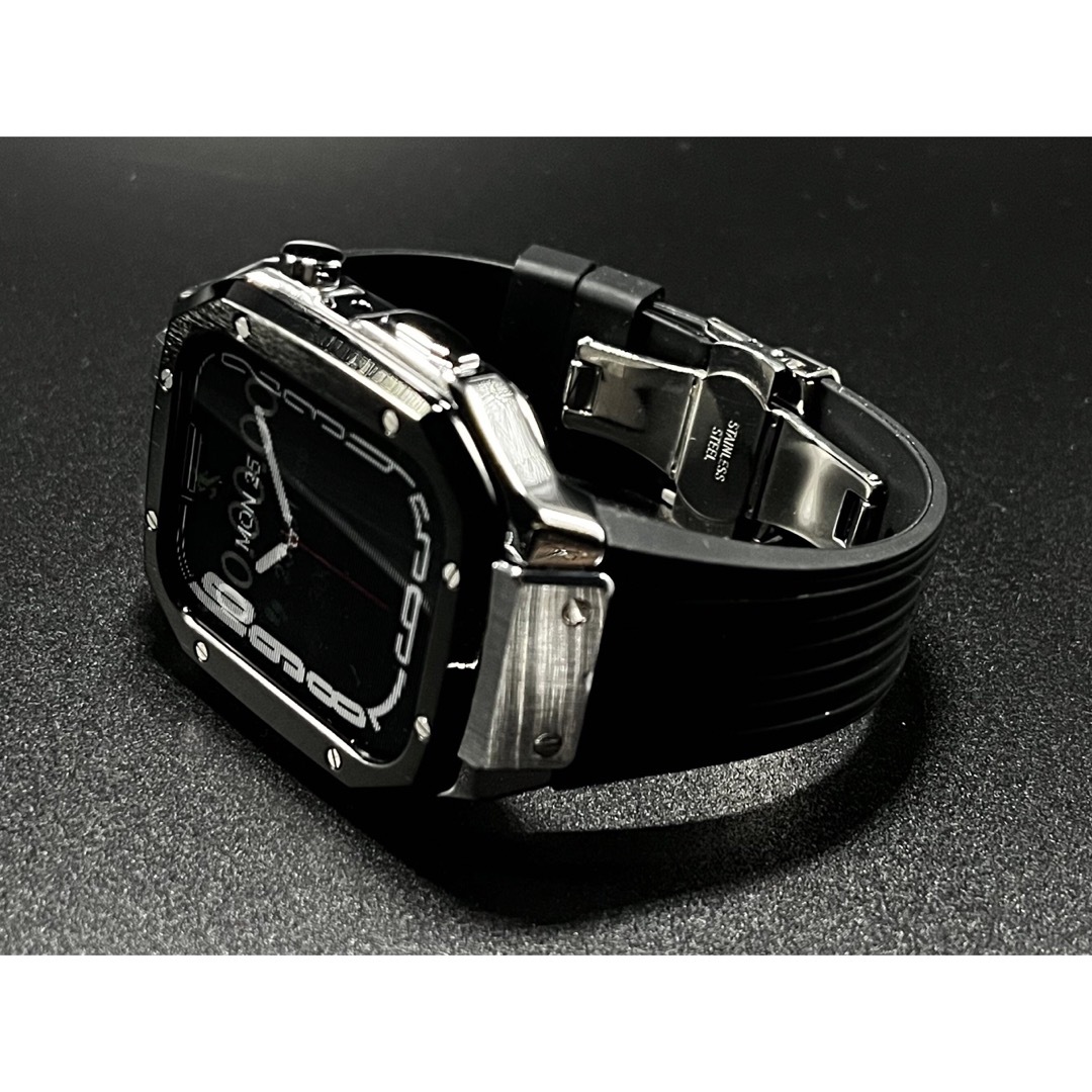 Bシルバー★Apple Watch ラバーバンド ケース アップルウォッチ