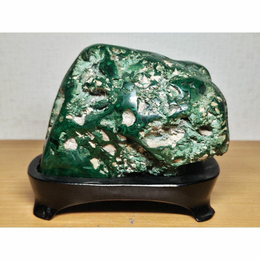 マラカイト 2.2kg 孔雀石 紋石 鑑賞石 原石 自然石 鉱物 水石 緑石 3