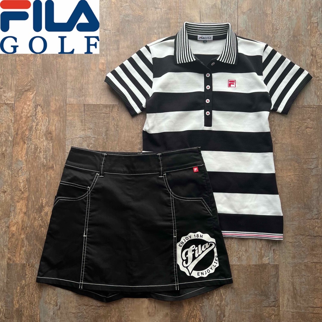 FILA(フィラ)の美品 フィラゴルフ ゴルフウェア ポロシャツ スカパン ボーダー 無地 スポーツ/アウトドアのゴルフ(ウエア)の商品写真