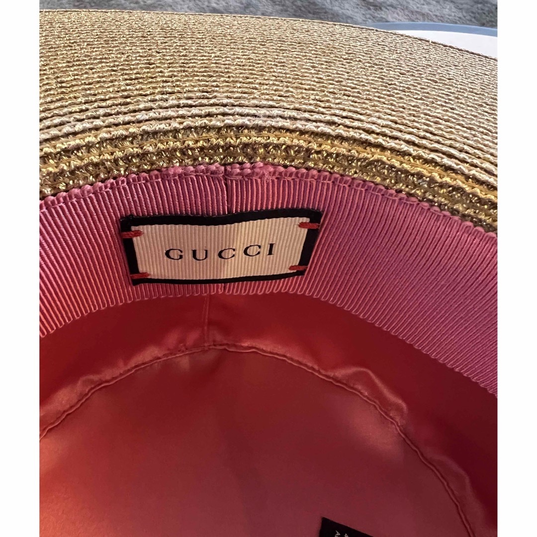 お試し価格!】 GUCCI ストローハット ゴールド Bee 58cm メンズ - crm
