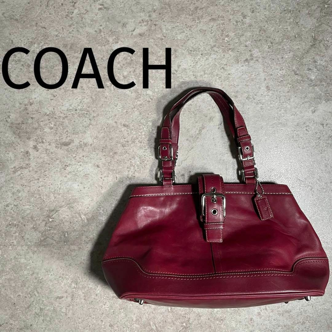 COACH ハンドバッグ ハンドクラフト グローブレザー ボルドー ワインレッドapiハイブランド