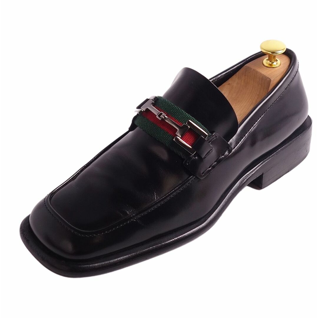 グッチ GUCCI レザーシューズ ローファー ホースビット シェリーライン カーフレザー シューズ メンズ 39.5E(24.5cm相当) ブラック  | フリマアプリ ラクマ