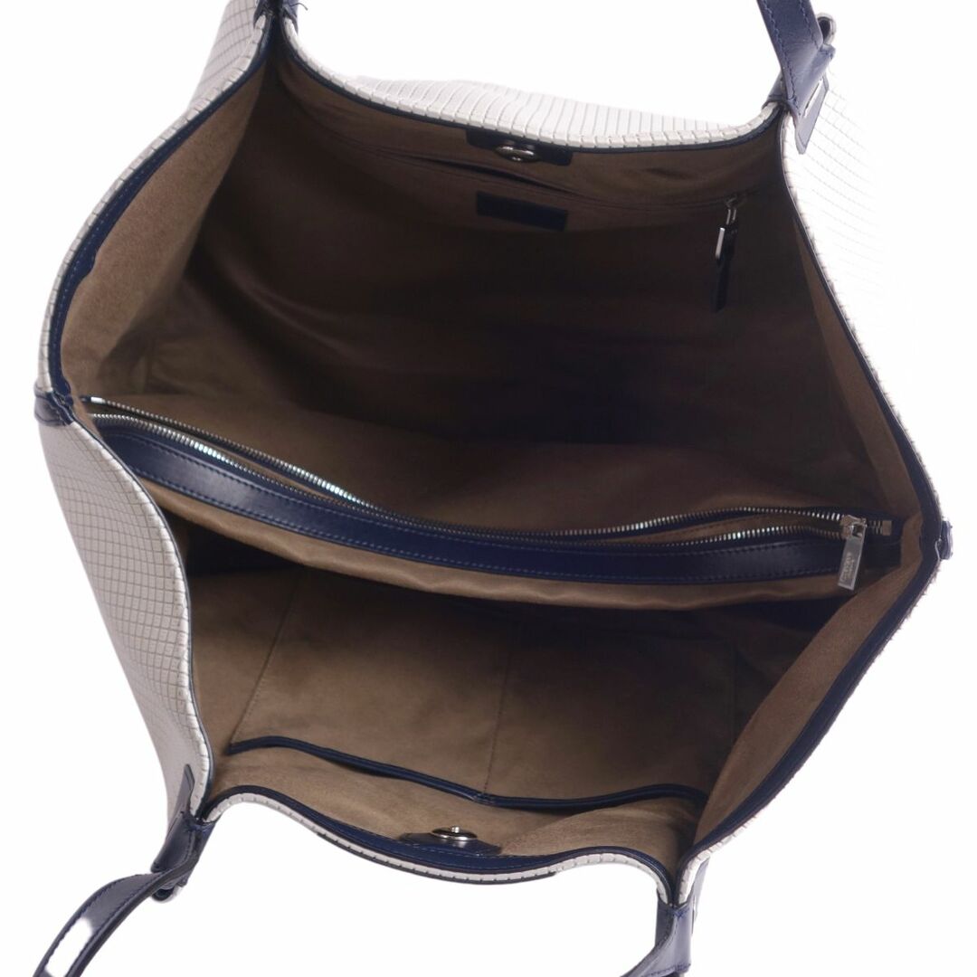 セラピアン SERAPIAN バッグ トートバッグ ハンドバッグ 総柄 PVC レザー カバン メンズ レディース ホワイト/ネイビー