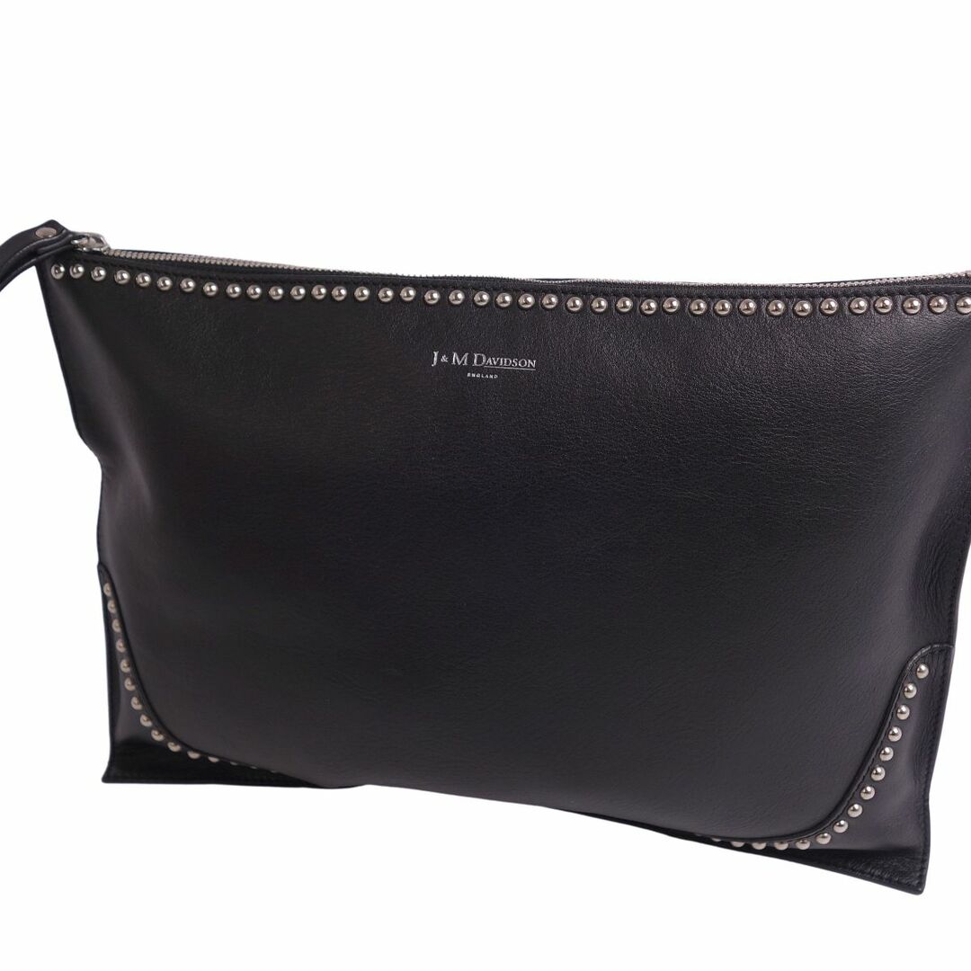 極美品 ジェイアンドエムデヴィッドソン J&M DAVIDSON バッグ クラッチバッグ セカンドバッグ スタッズ カーフレザー カバン メンズ ブラック