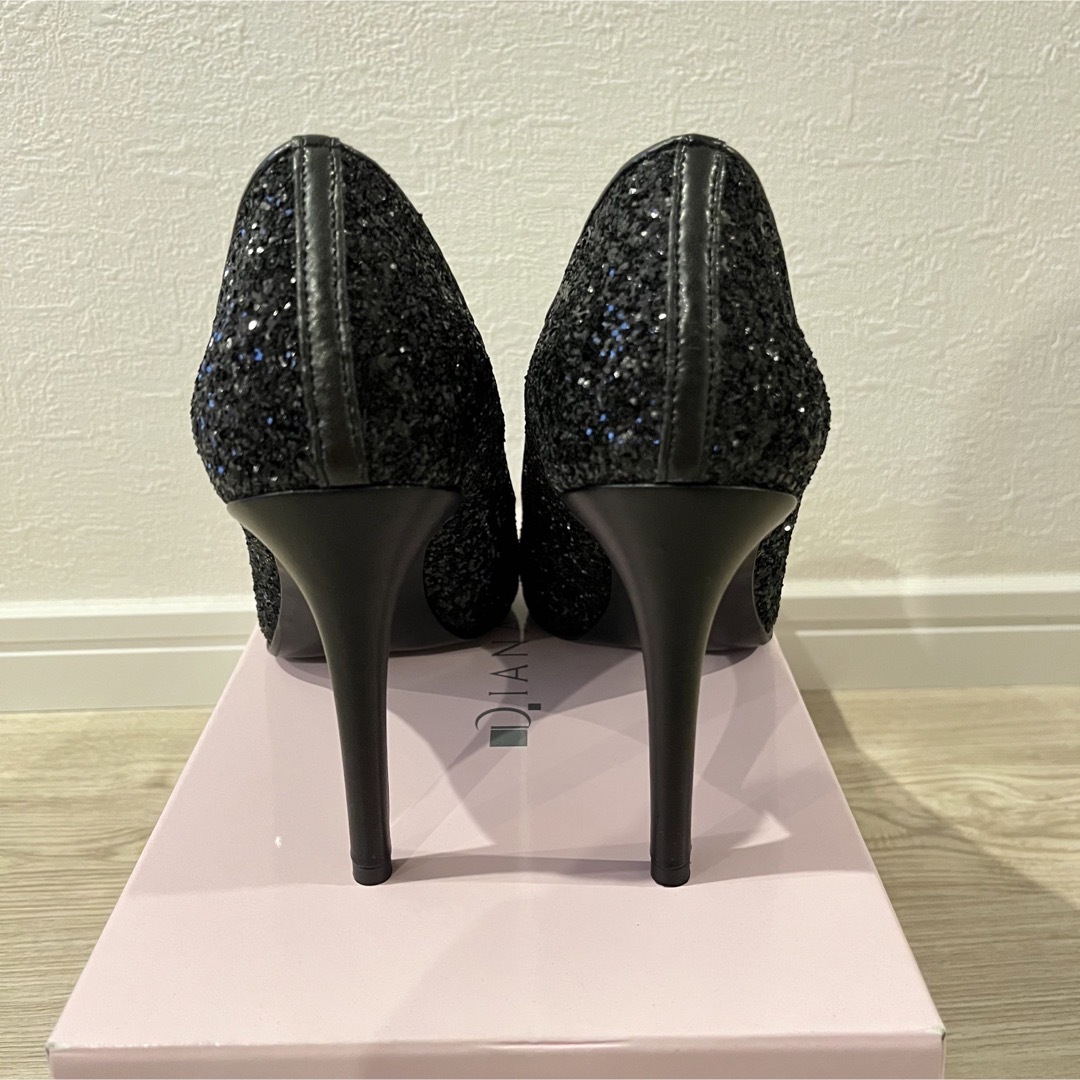 ◆超美品◆ DIANA 踵フラワーカットパンプス ブラック