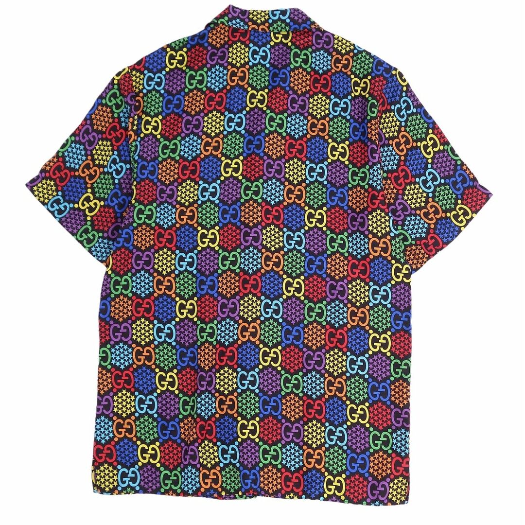 美品 グッチ GUCCI シャツ オープンカラー 開襟シャツ 半袖 Psychedelic GG Print S/S SHIRT サイケデリック  トップス メンズ 44(XS相当) マルチカラー