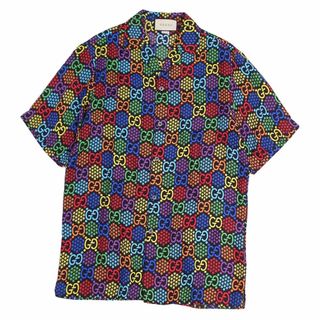 グッチ(Gucci)の美品 グッチ GUCCI シャツ オープンカラー 開襟シャツ 半袖 Psychedelic GG Print S/S SHIRT サイケデリック トップス メンズ 44(XS相当) マルチカラー(シャツ)