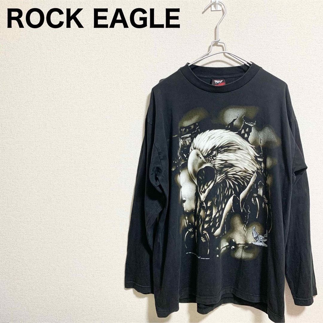 90s ROCK EAGLE ロンT メンズL ロックイーグル 鷹 バイク へび