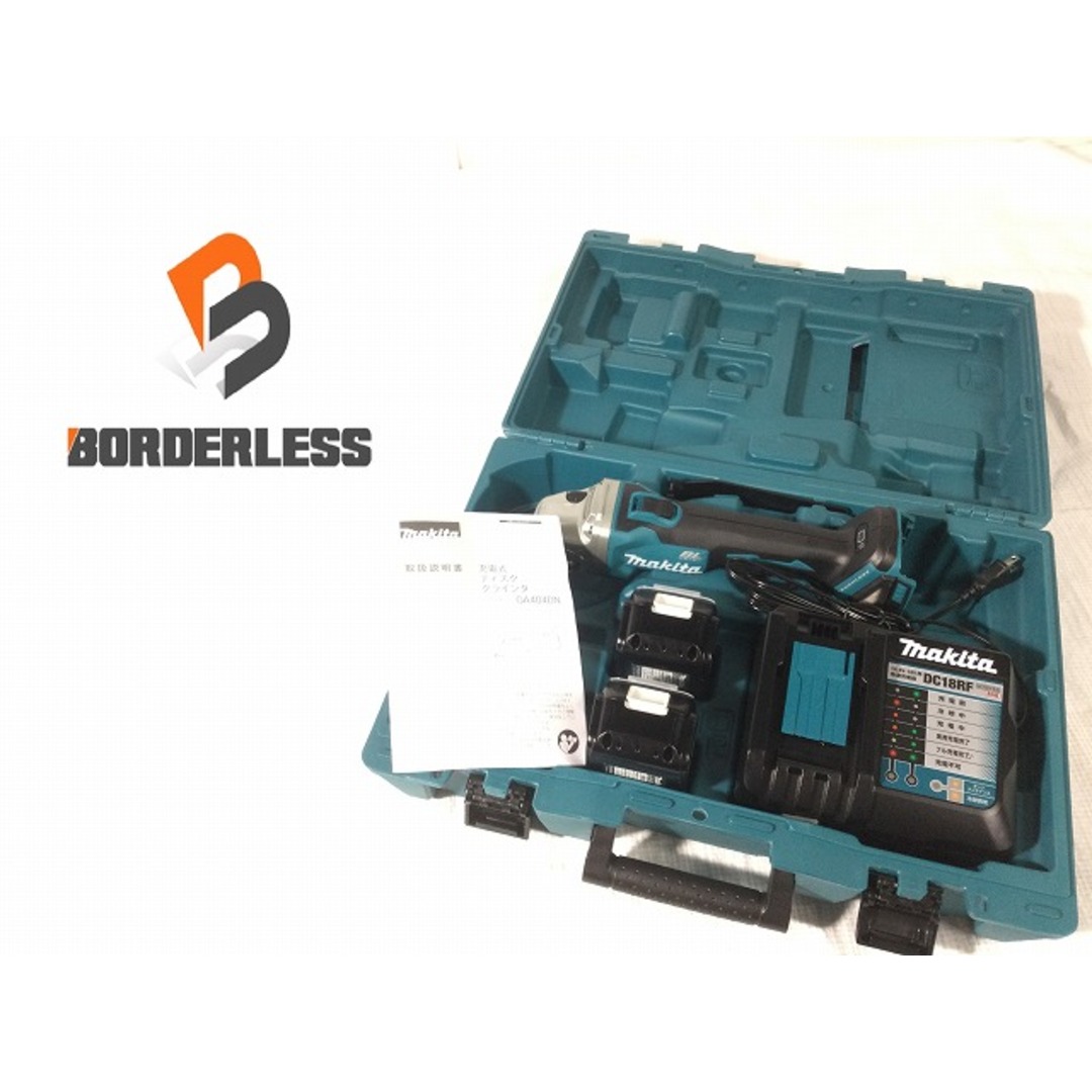 ☆未使用品☆makita 18V 100mm 充電式ディスクグラインダ GA404DRGXN バッテリー2個(18V 6.0Ah) 充電器 ケース付き 74292